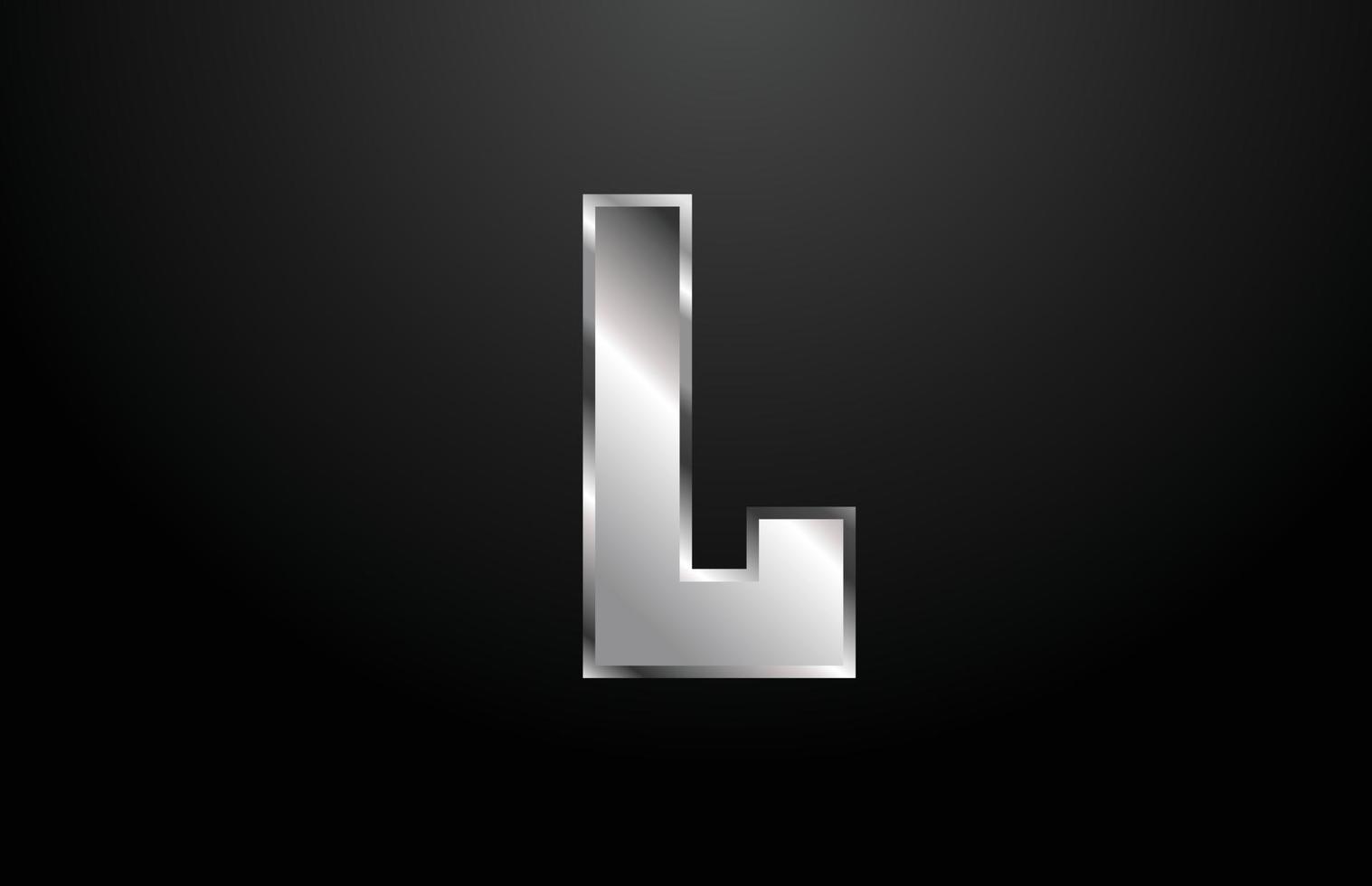Plantilla de diseño de icono de logotipo de letra l del alfabeto de metal plateado vector