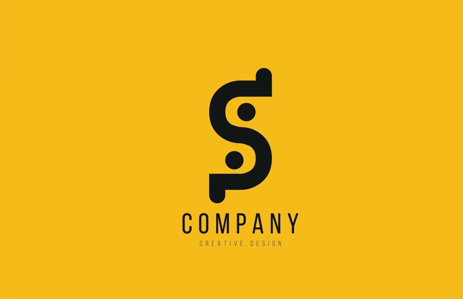 S yellow black alphabet letter for company logo icon design vector
