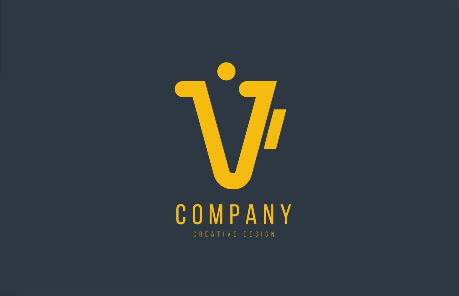 yellow V alphabet letter for company logo or logotype icon design vector