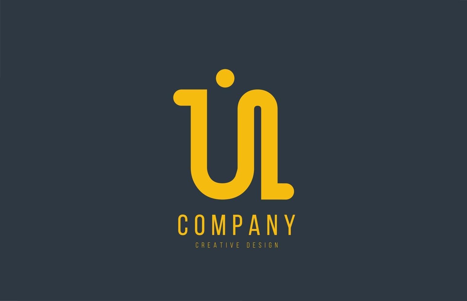 yellow U alphabet letter for company logo or logotype icon design vector