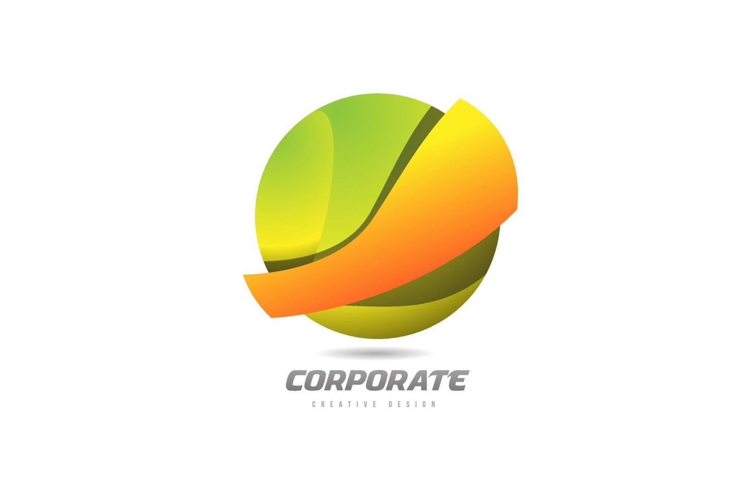 orange green 3d sphere corporate business creative logo icon design vector