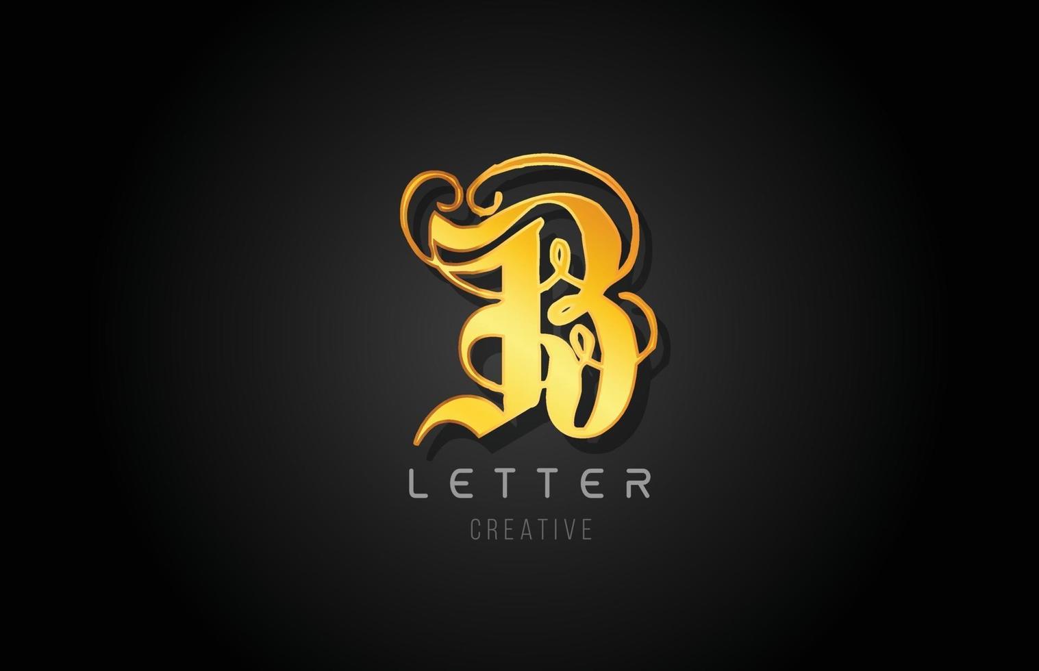 B gold golden letter alphabet design for logo company icon vector