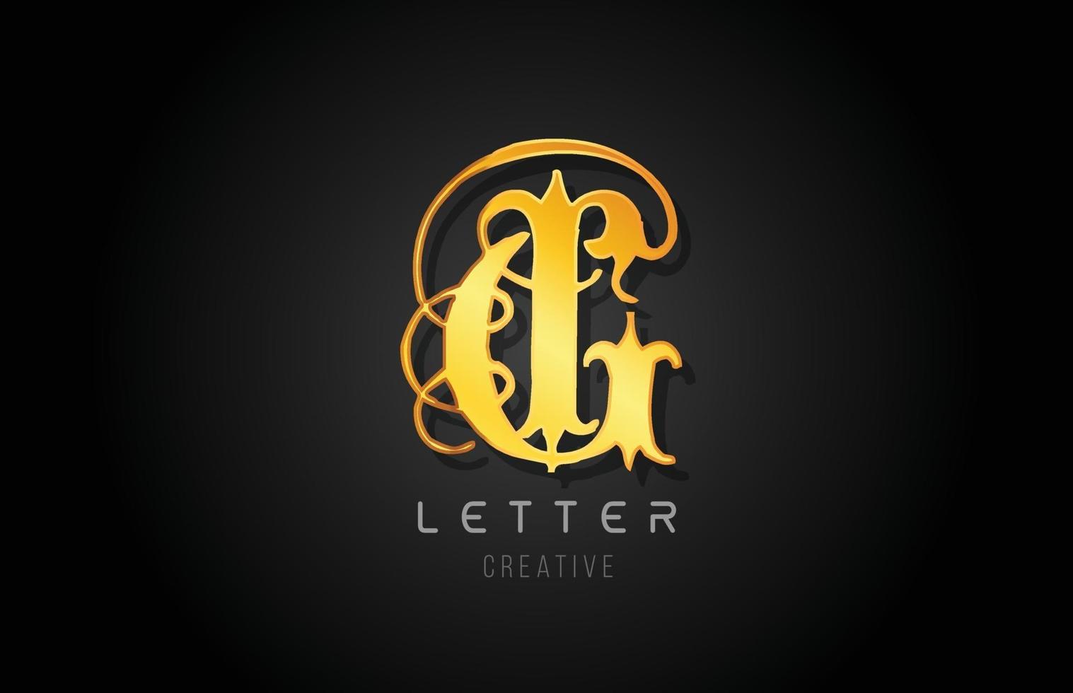 G gold golden letter alphabet design for logo company icon vector