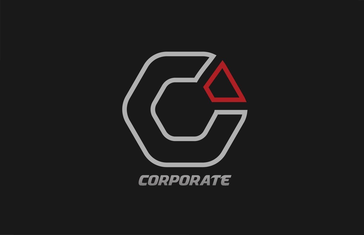 grey black red corporate polygon business logo icon design for company vector