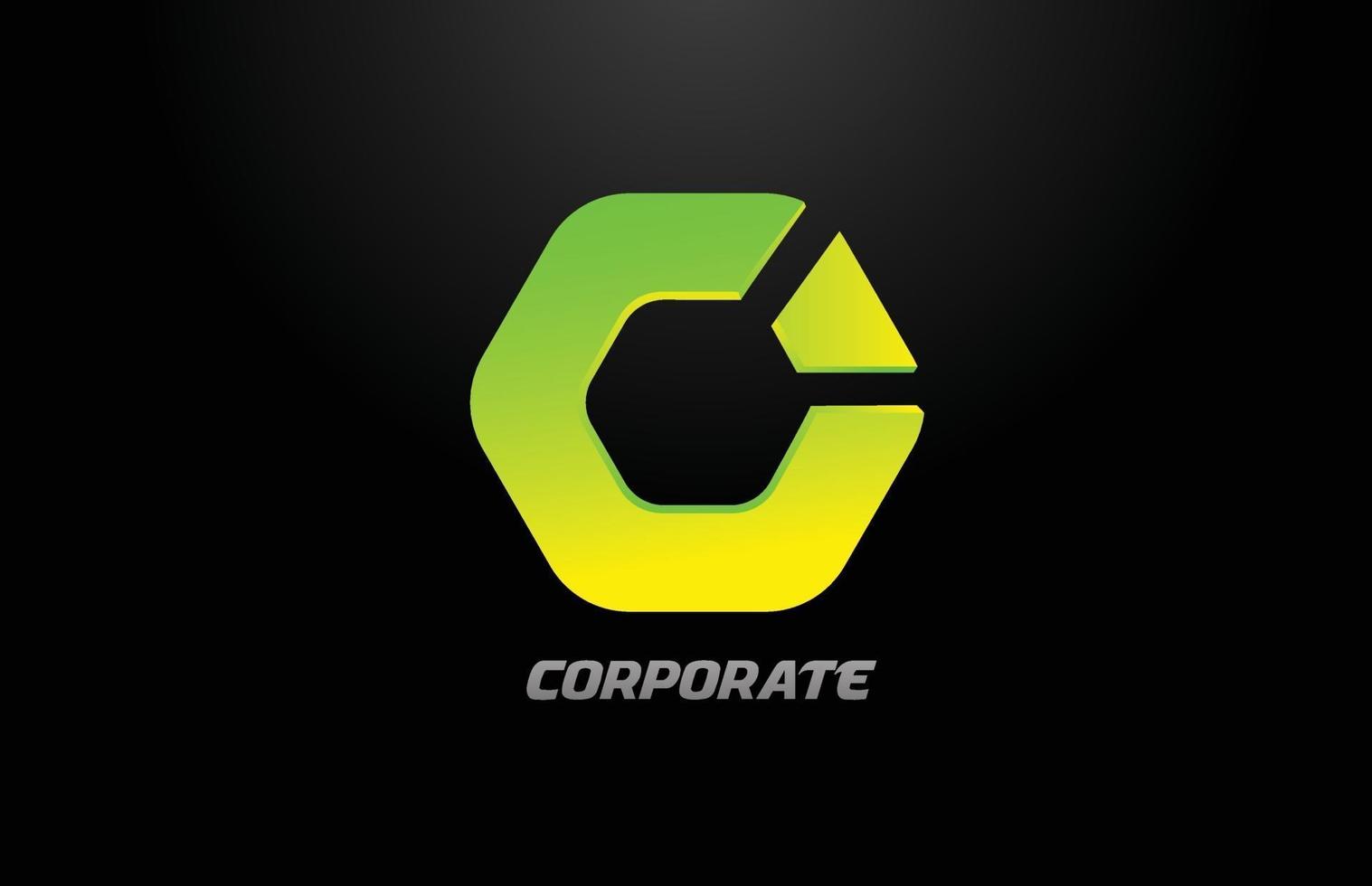 diseño de icono de logotipo de empresa de polígono corporativo verde amarillo para empresa vector