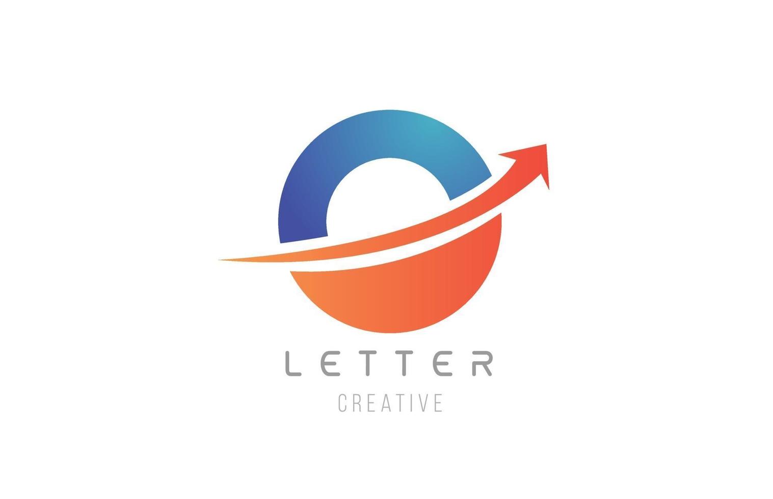 blue orange O letter alphabet icon design for company template vector