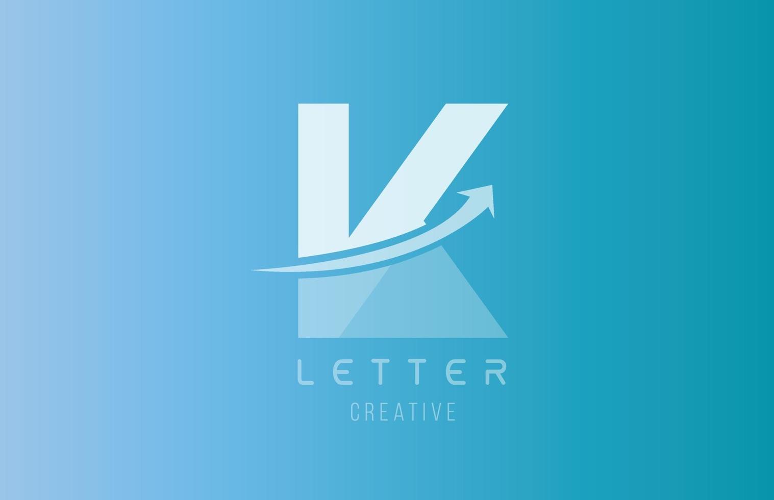 Logotipo de la letra del alfabeto K en color blanco azul para la plantilla de diseño de iconos vector