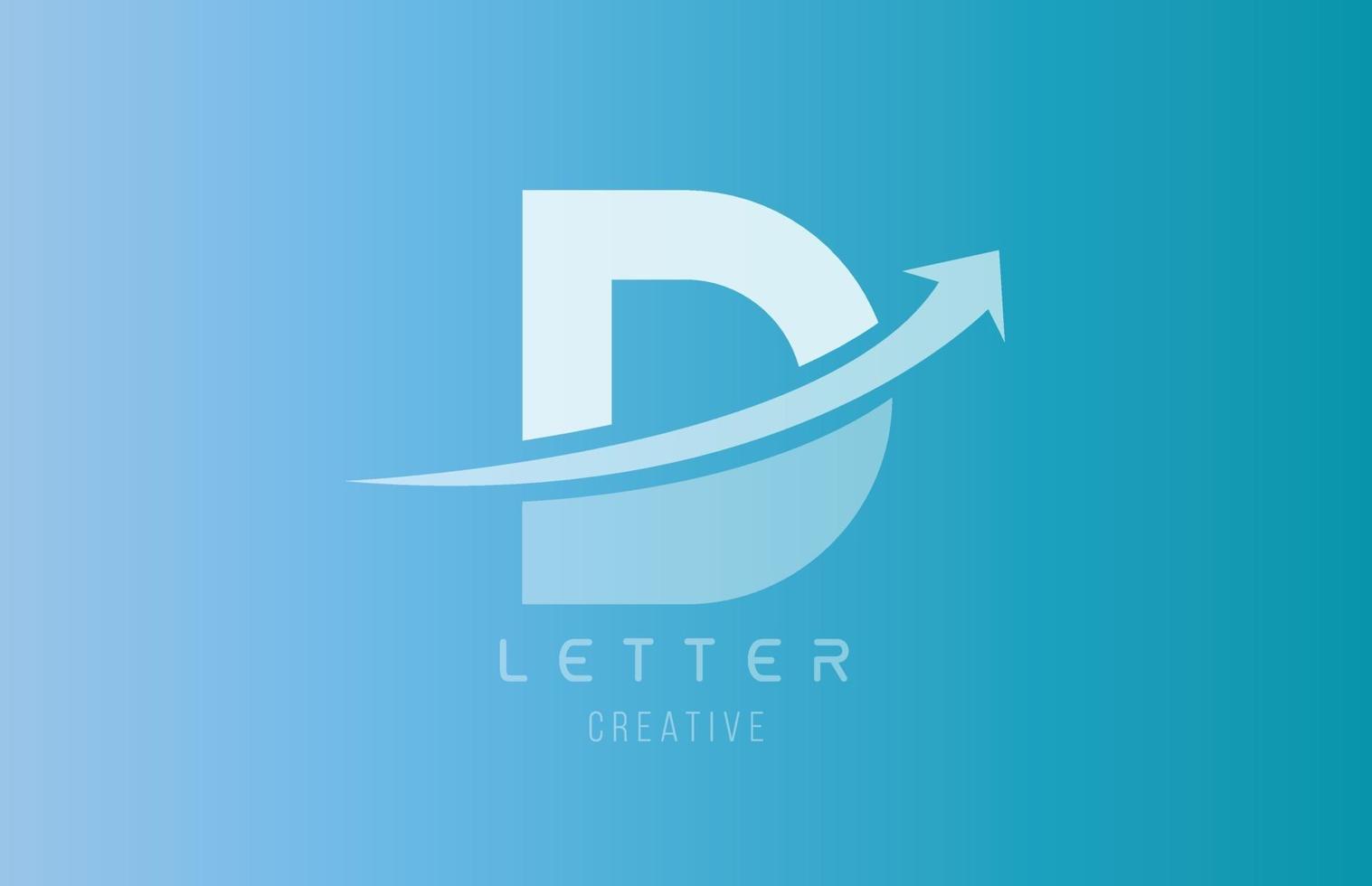 Logotipo de la letra del alfabeto d en color blanco azul para la plantilla de diseño de iconos vector