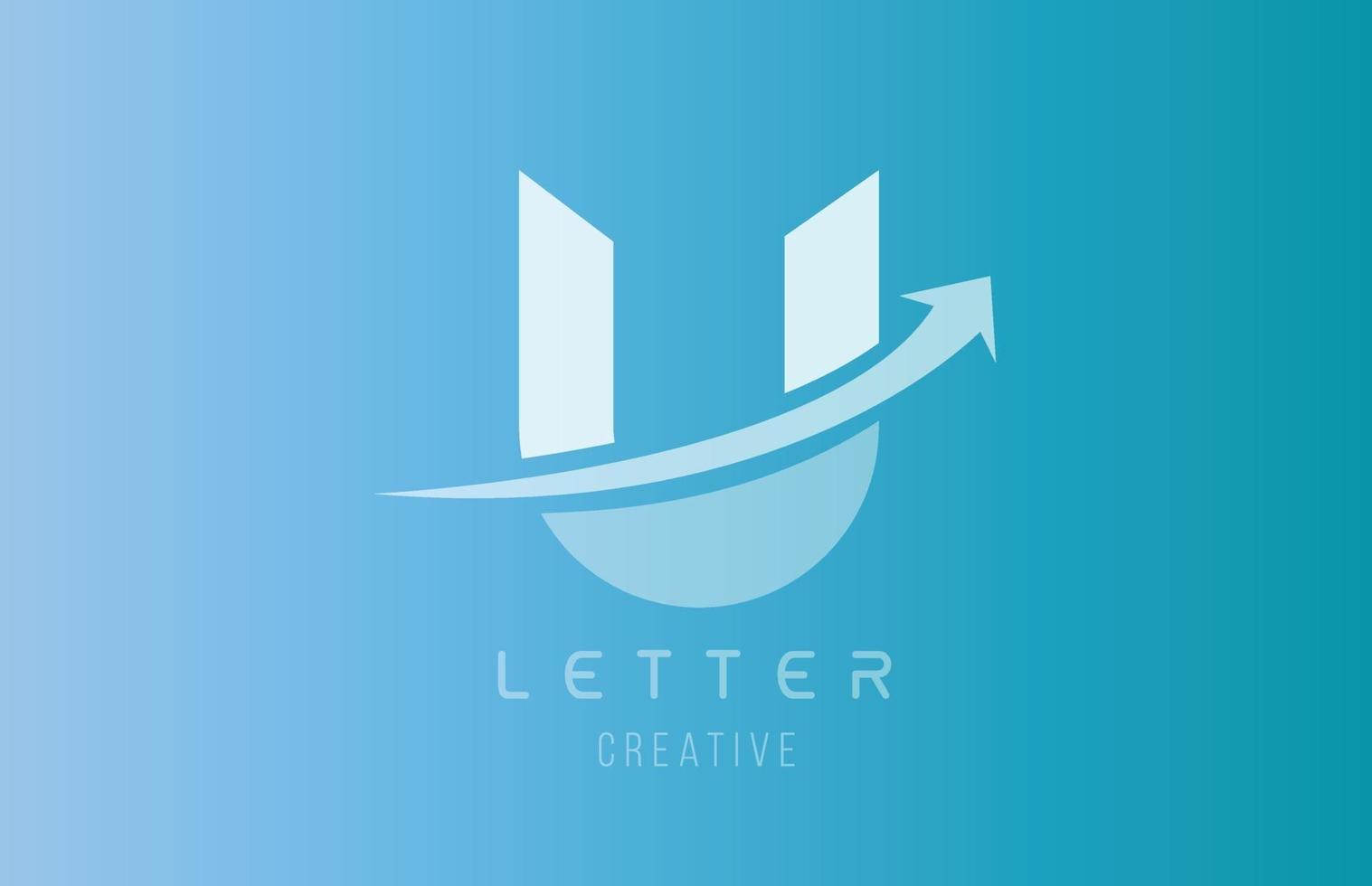 Logotipo de la letra del alfabeto u en color blanco azul para la plantilla de diseño de iconos vector