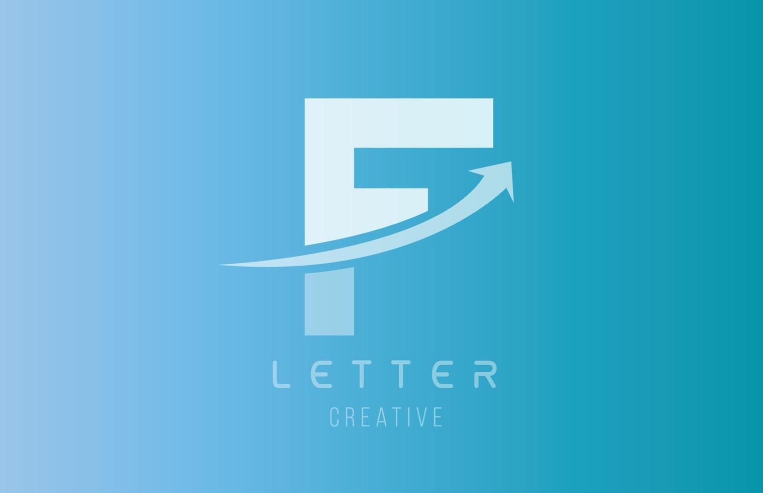 F alphabet letter logo in blue white color for icon design template vector