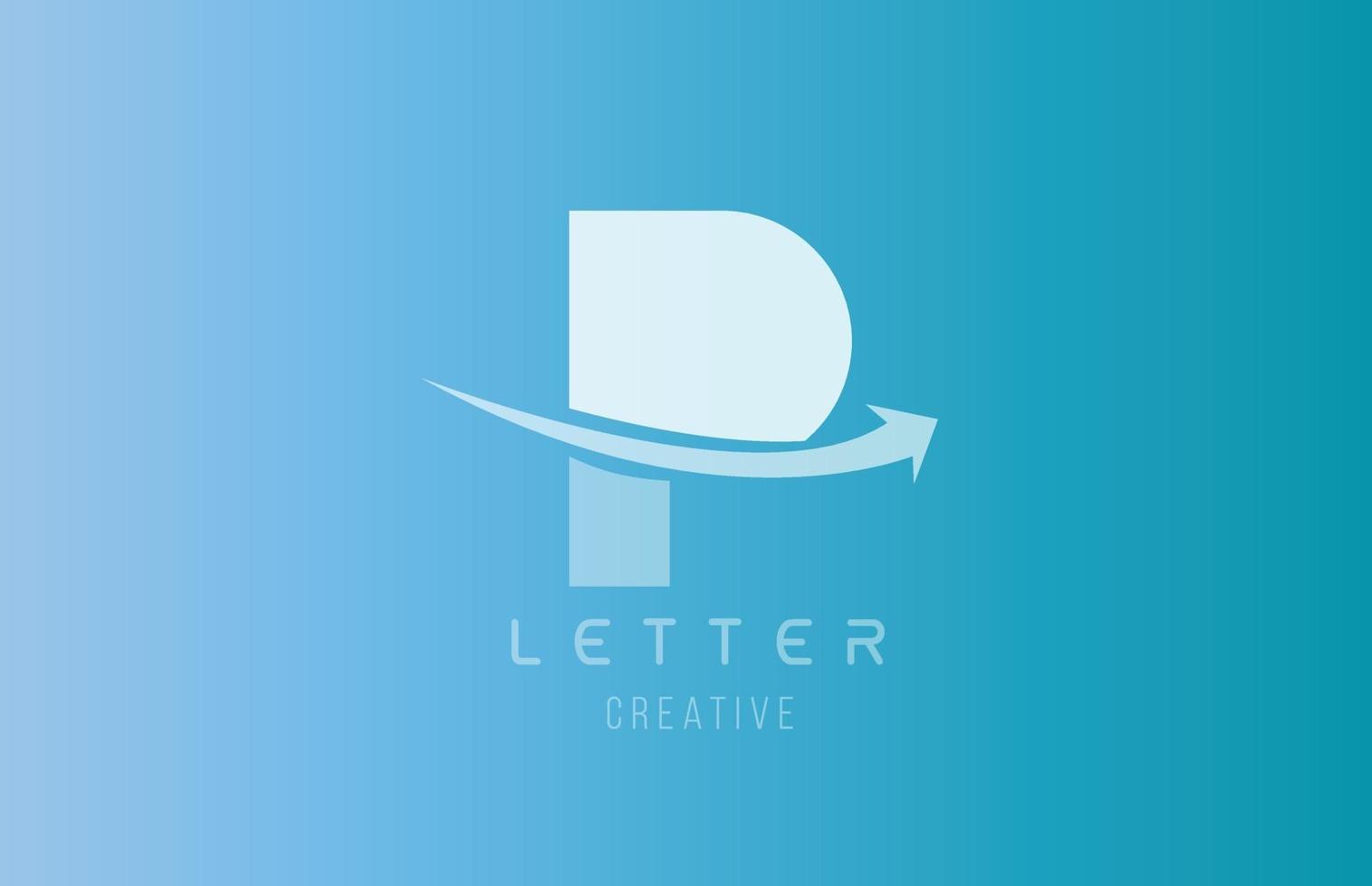 Logotipo de la letra del alfabeto P en color blanco azul para la plantilla de diseño de iconos vector