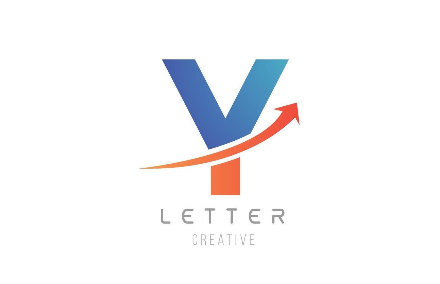 blue orange Y letter alphabet icon design for company template vector