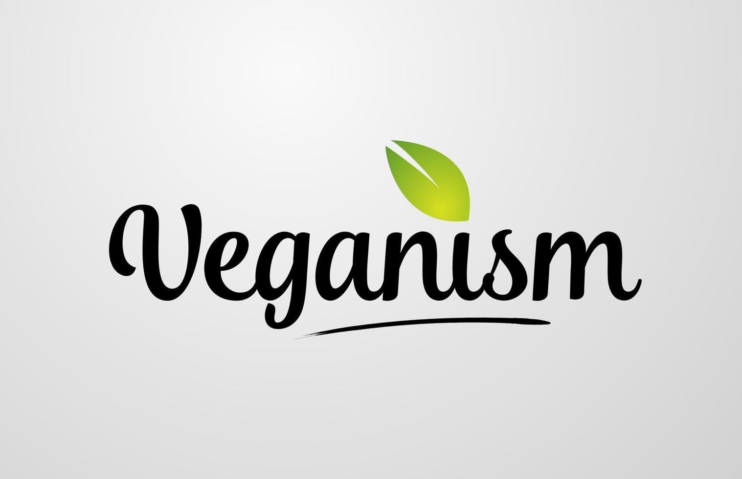 green leaf veganism hand written word text for typography logo design vector