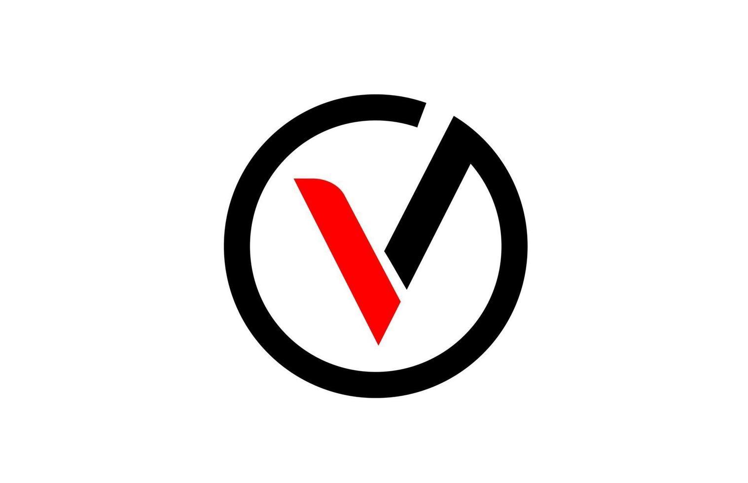 Design of circle alphabet letter V for company logo icon vector