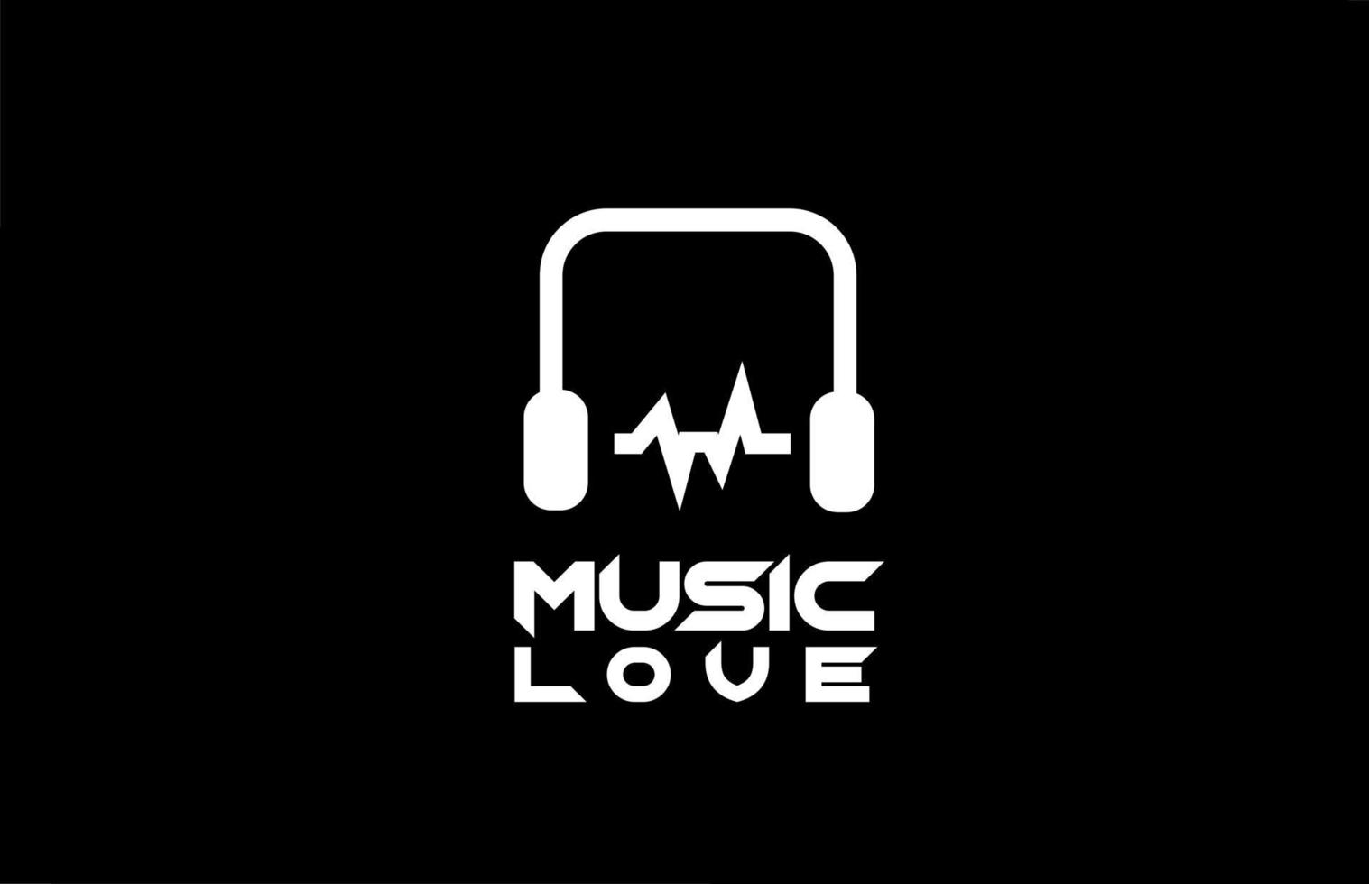 black and white music headphones logo icon design template vector