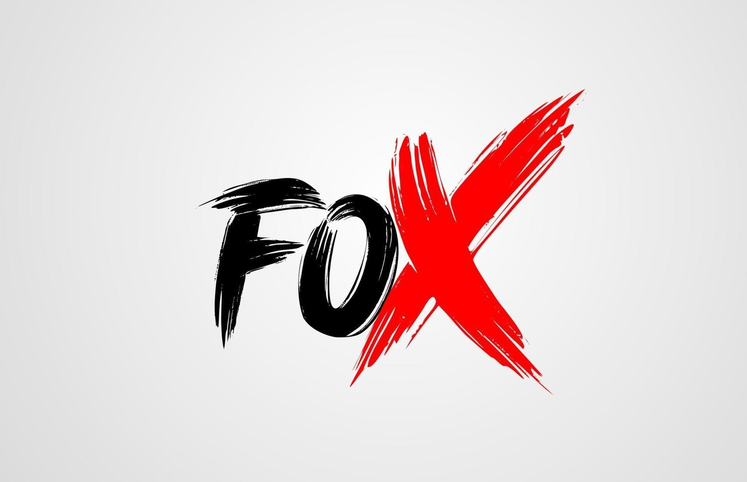 fox grunge brush stroke word text for typography icon logo design vector