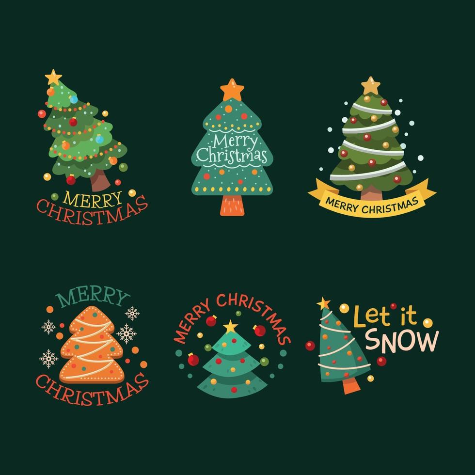 Set of Christmas Tree Sticker vector