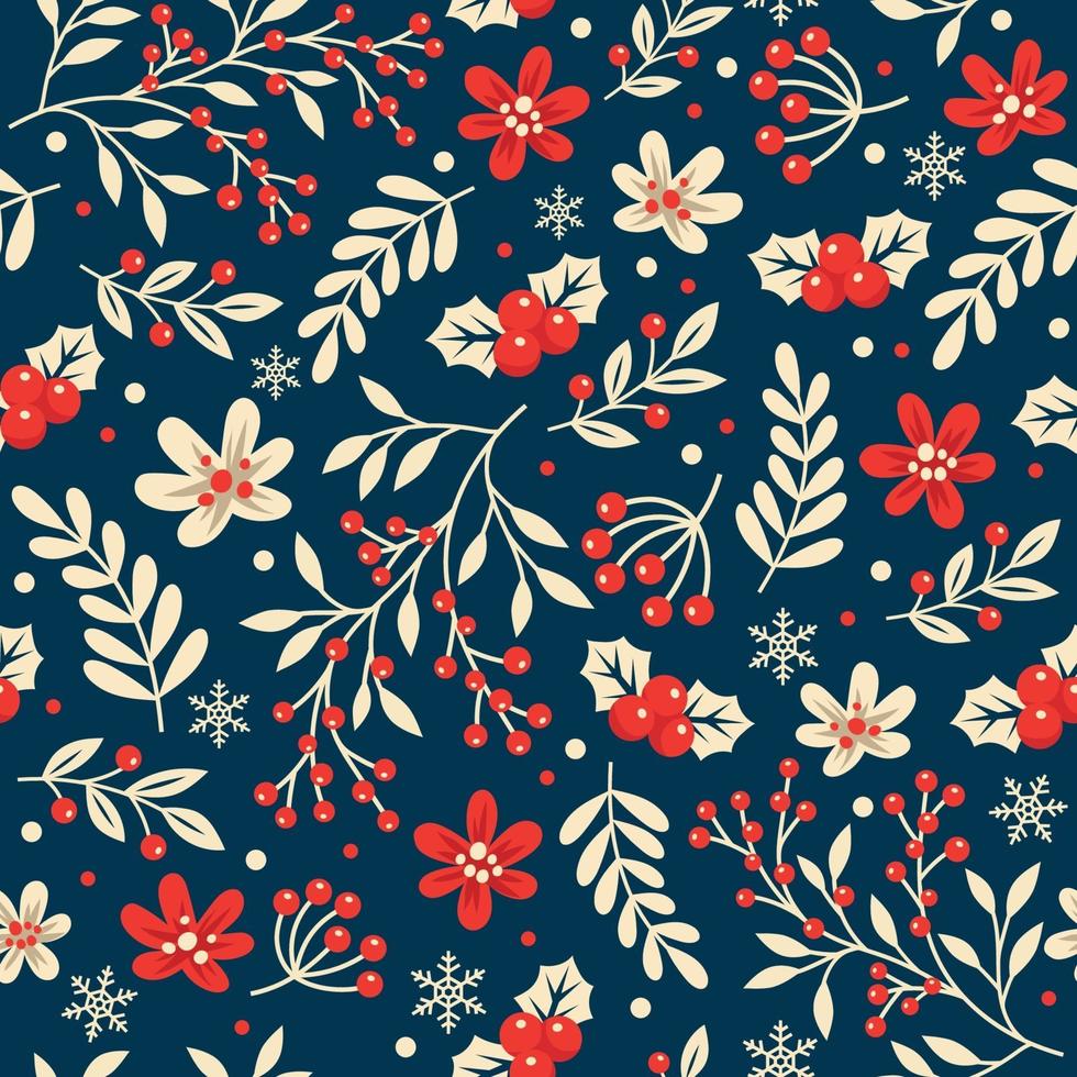 invierno floral de patrones sin fisuras vector