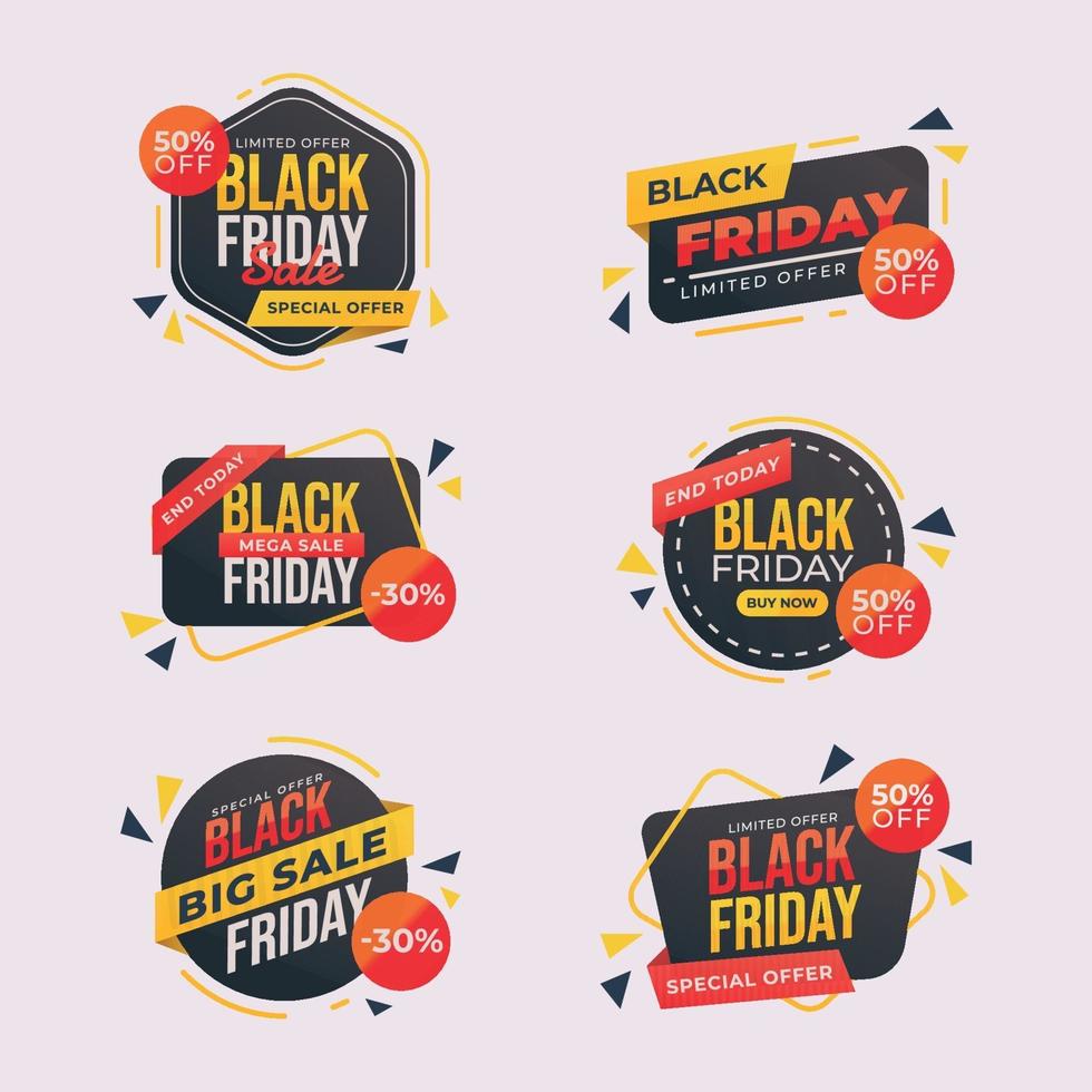 conjunto de insignia de venta de viernes negro vector