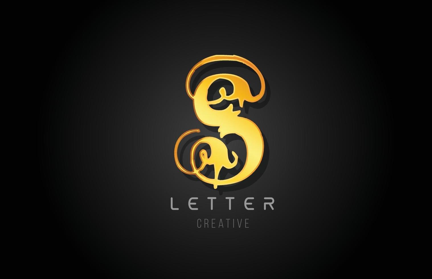 S golden letter alphabet design for logo company icon vector
