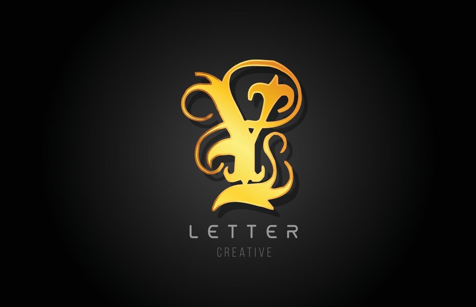 Y golden letter alphabet design for logo company icon vector