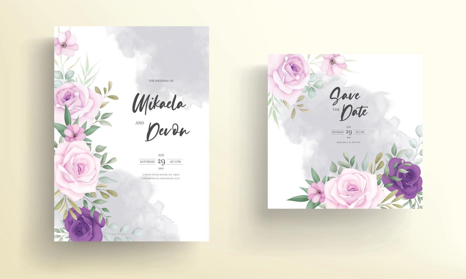 Beautiful wedding invitation designs with beautiful flower ornaments vector