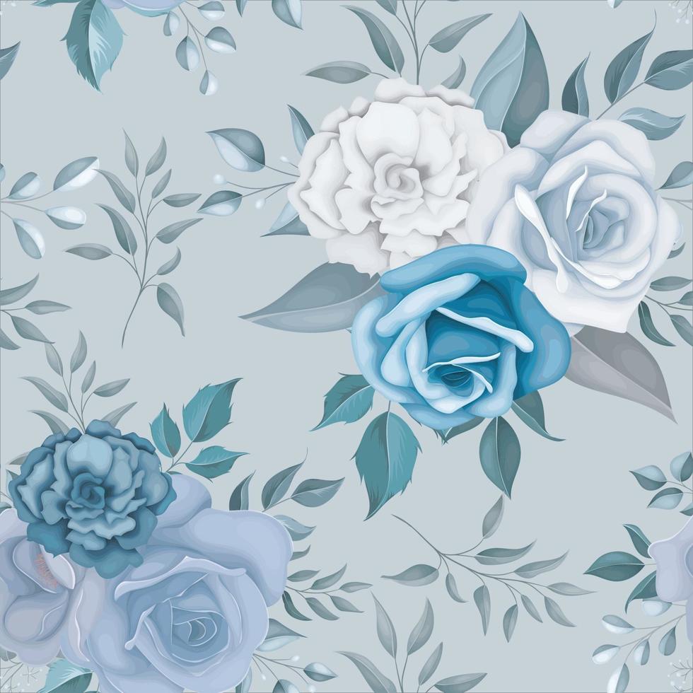 Beautiful blue flower seamless pattern vector