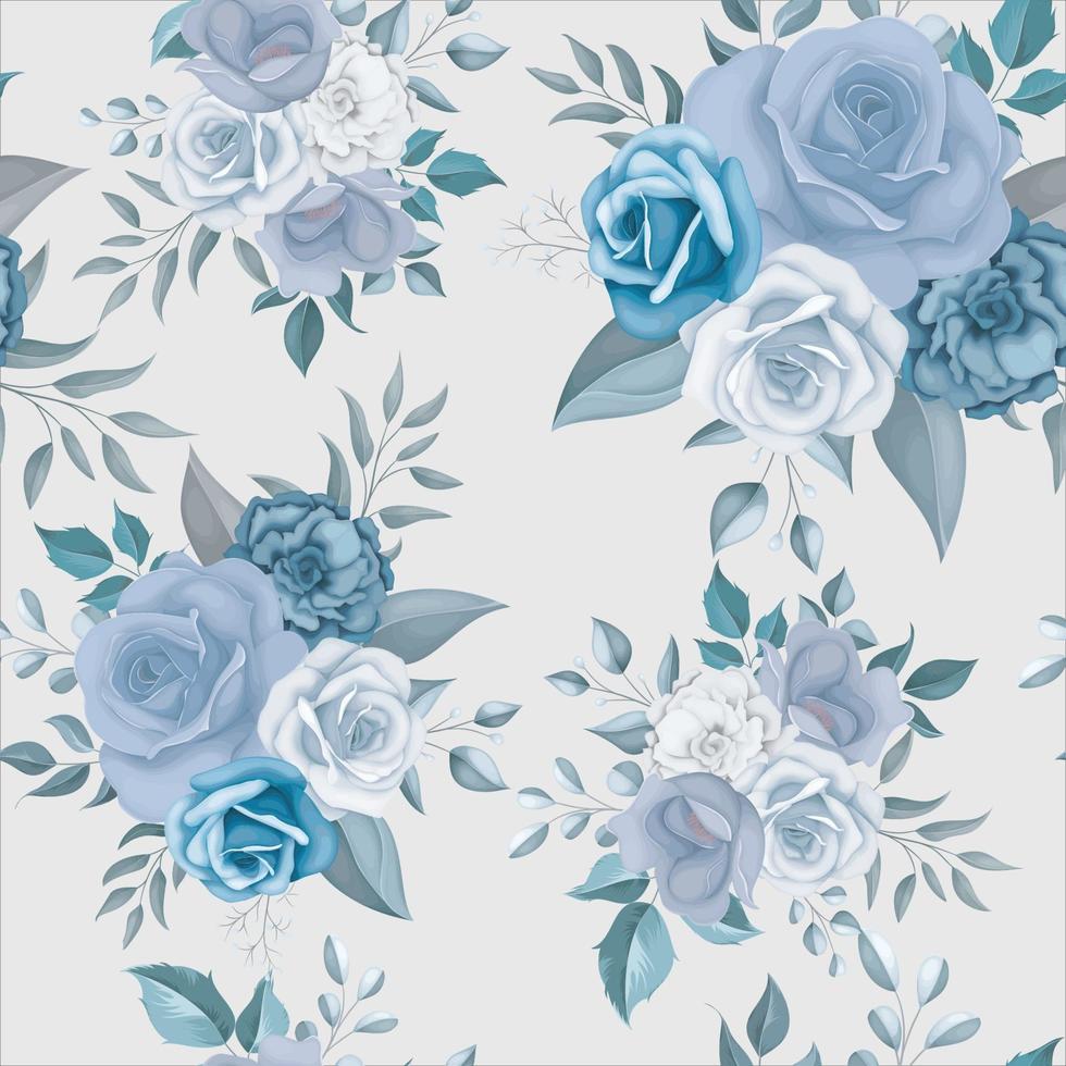 Beautiful blue flower seamless pattern vector