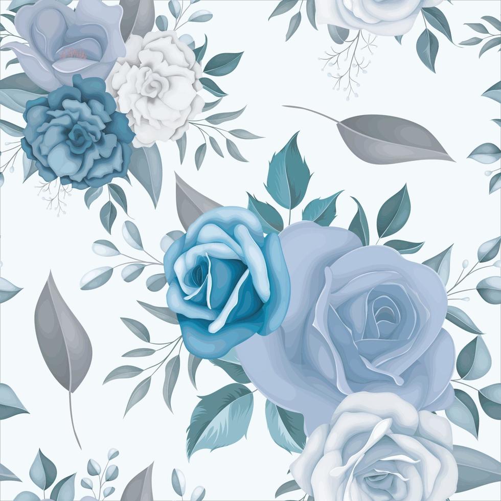 Beautiful blue flower seamless pattern vector