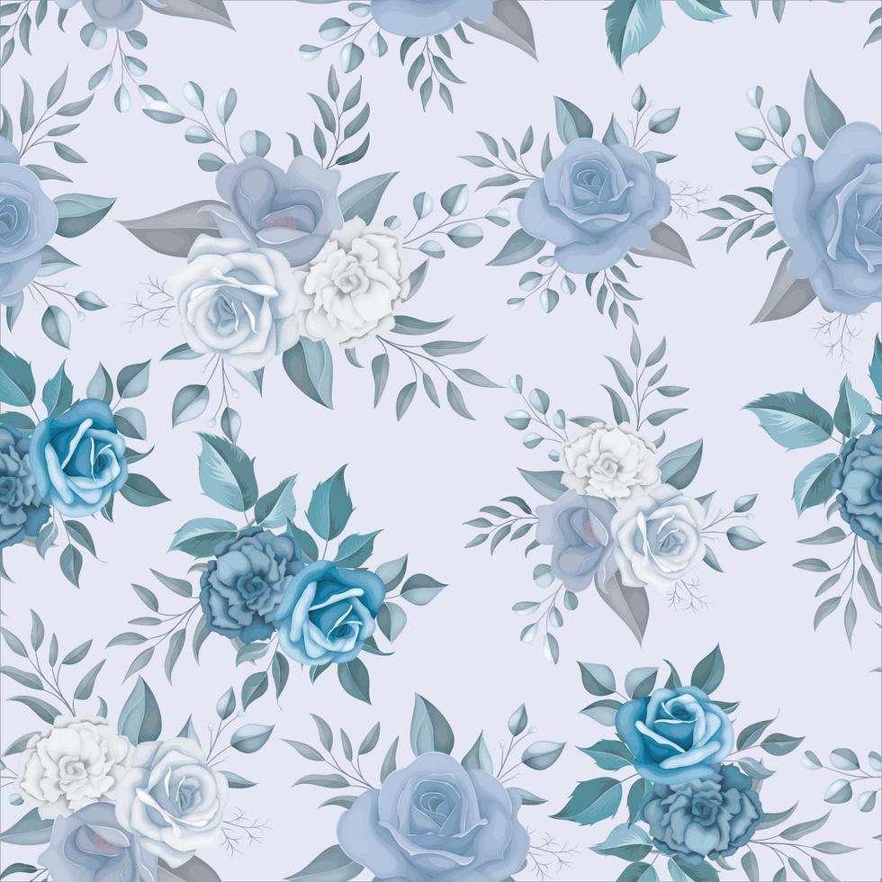 Beautiful blue flower seamless pattern vector