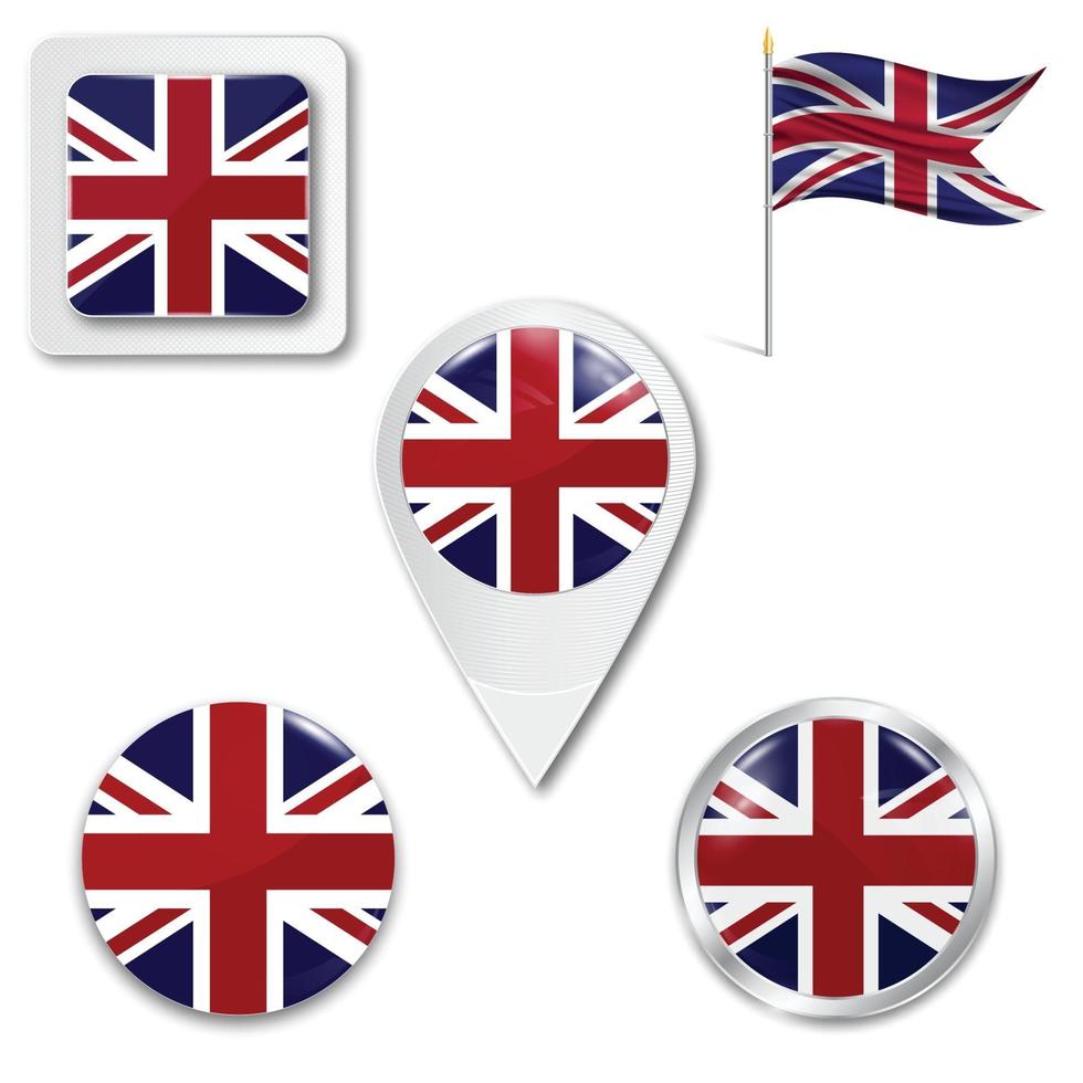 Set of icons of the national flag of United Kingdom vector