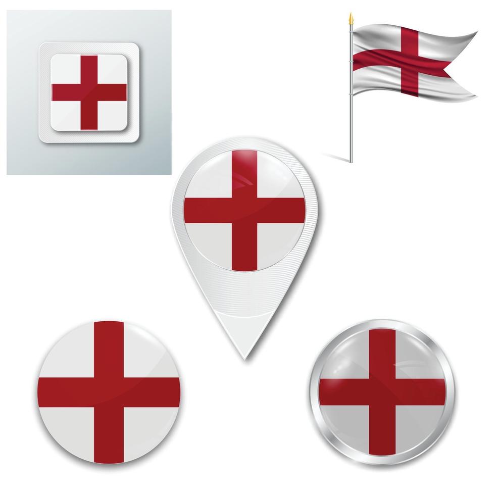 Set of icons of the national flag of England vector