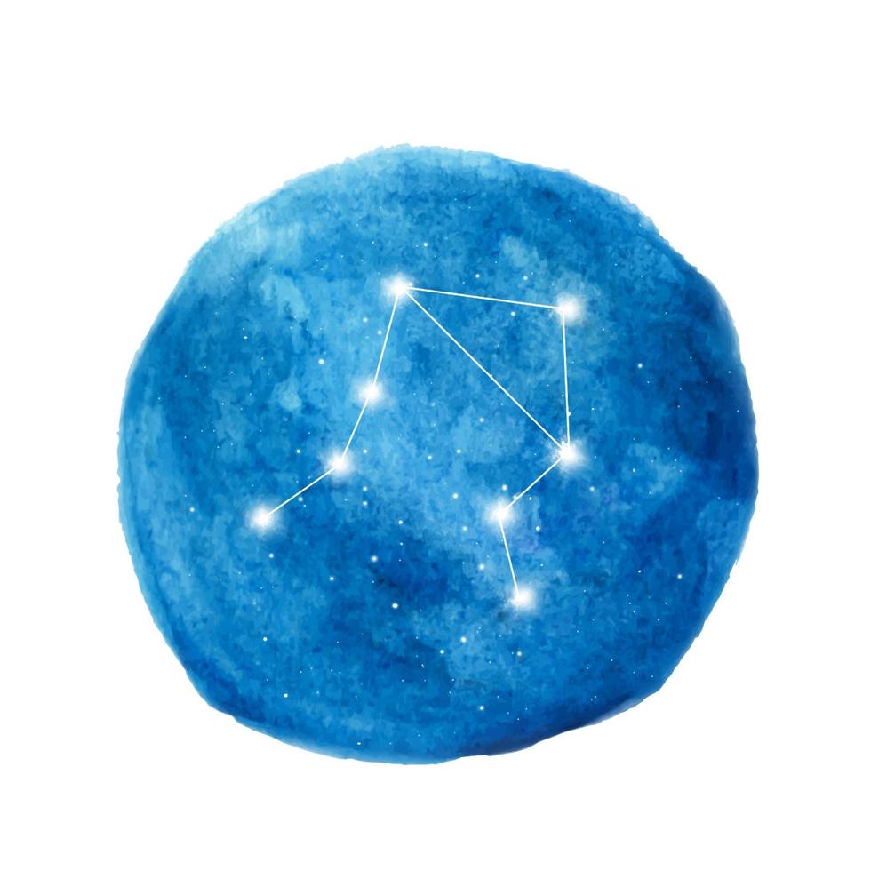 Libra constellation icon of zodiac sign. Watercolor illustration. vector