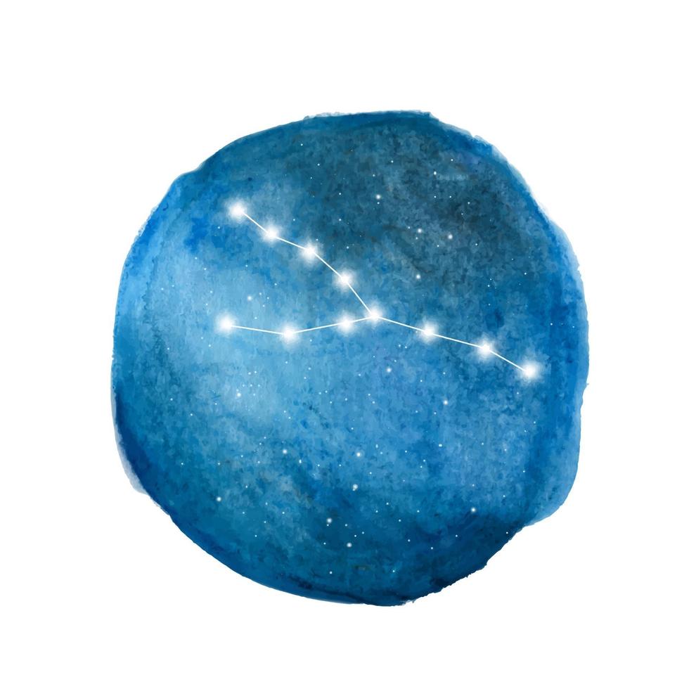 Taurus constellation icon of zodiac sign. Watercolor illustration. vector