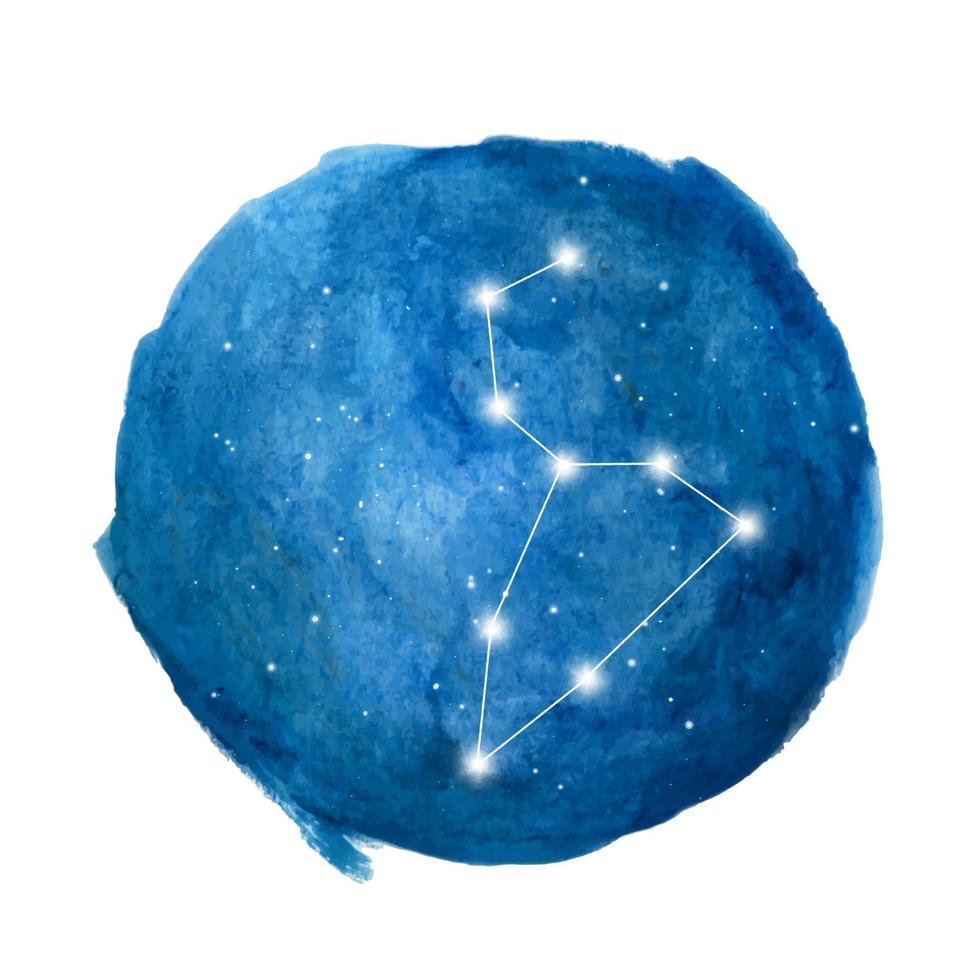 Leo constellation icon of zodiac sign. Watercolor illustration. vector