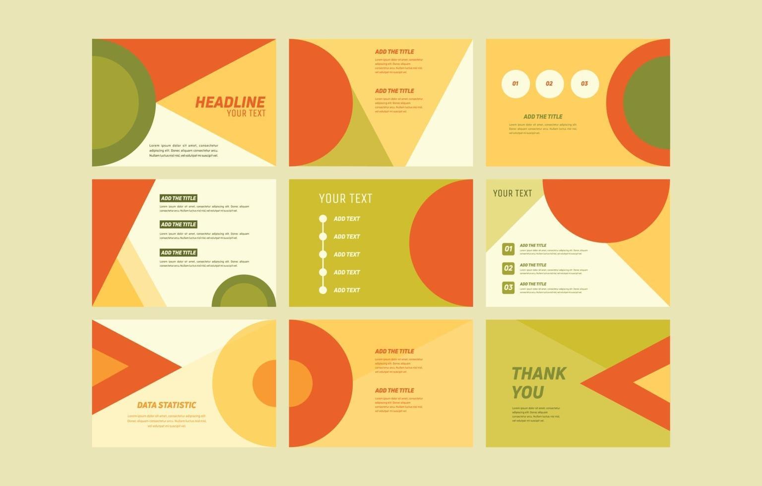 plantilla de presentación geométrica naranja y verde vector