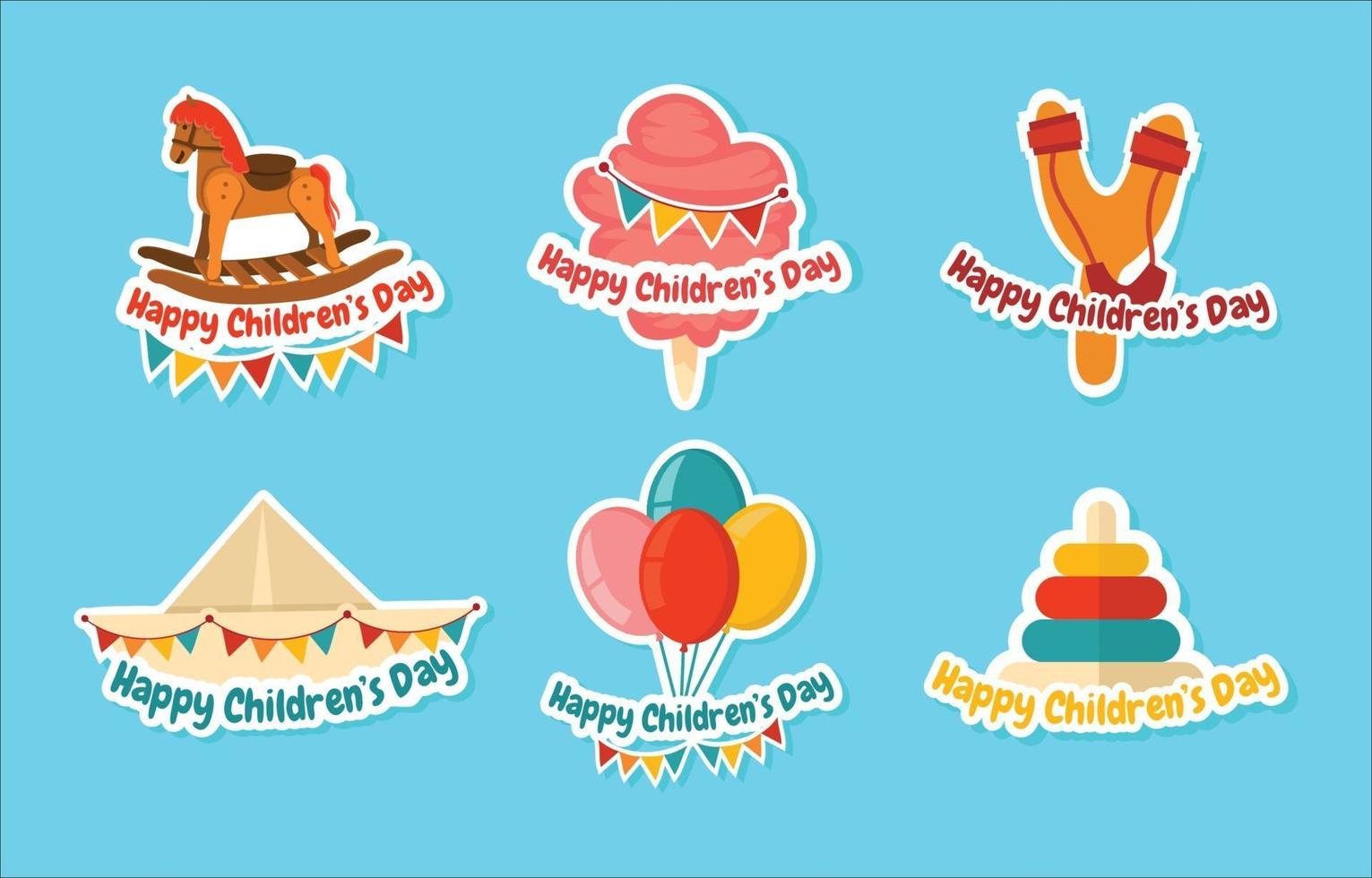 Happy Children Day Sticker Collection vector