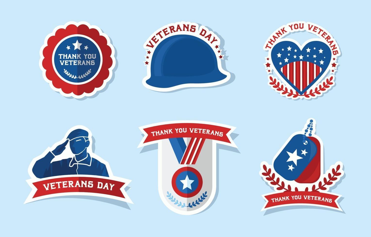 USA Veterans Day Sticker Set vector