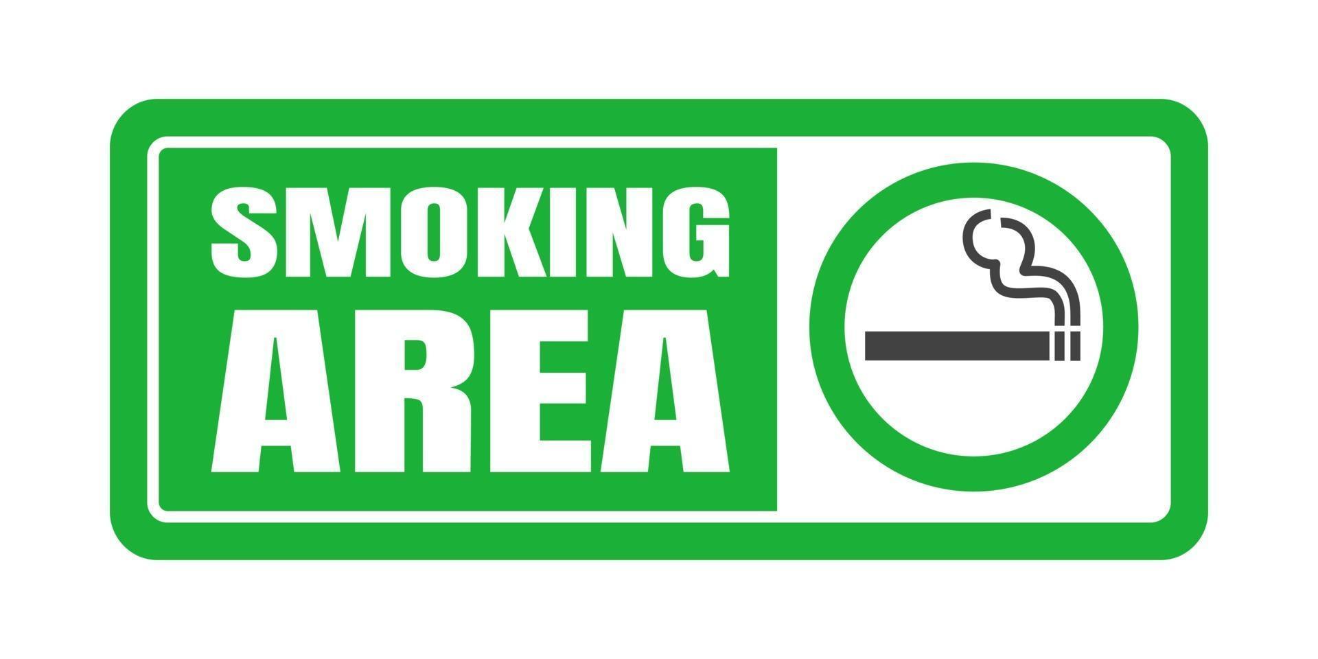 señal de zona de fumadores. Signo de icono de cigarrillo de círculo verde. vector