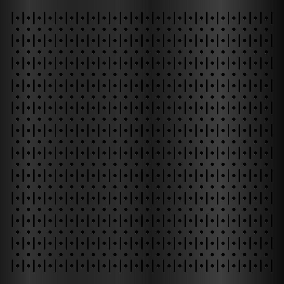 Black metallic peg board perforated texture background vector