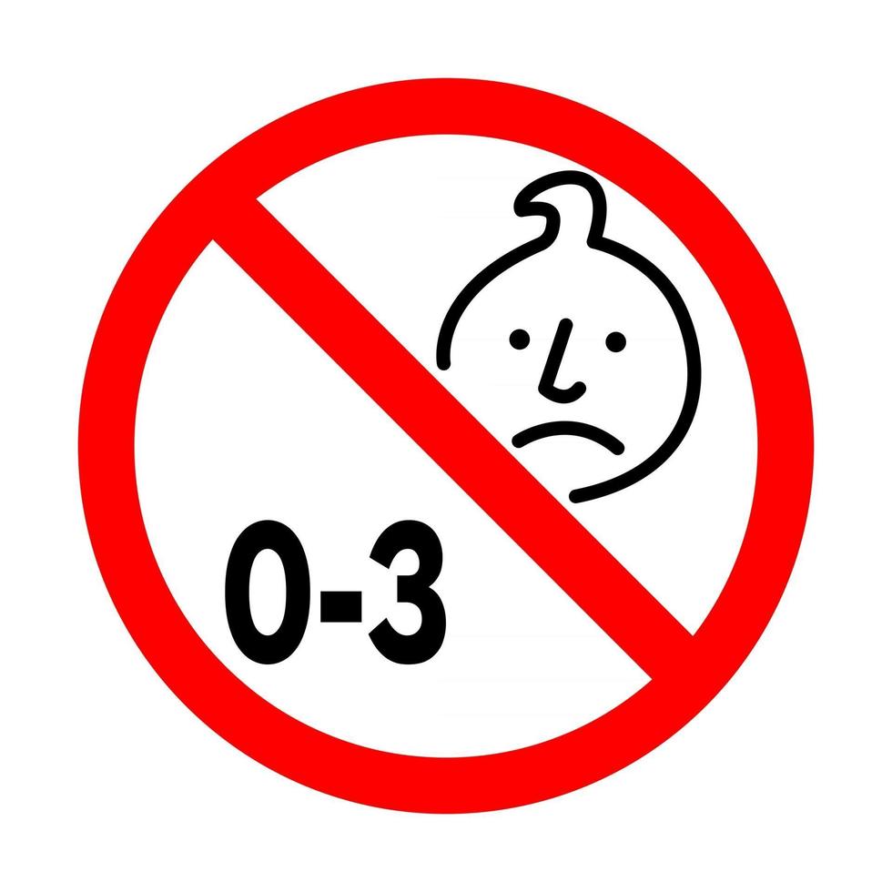 Not suitable for children under 3 years choking hazard forbidden sign vector