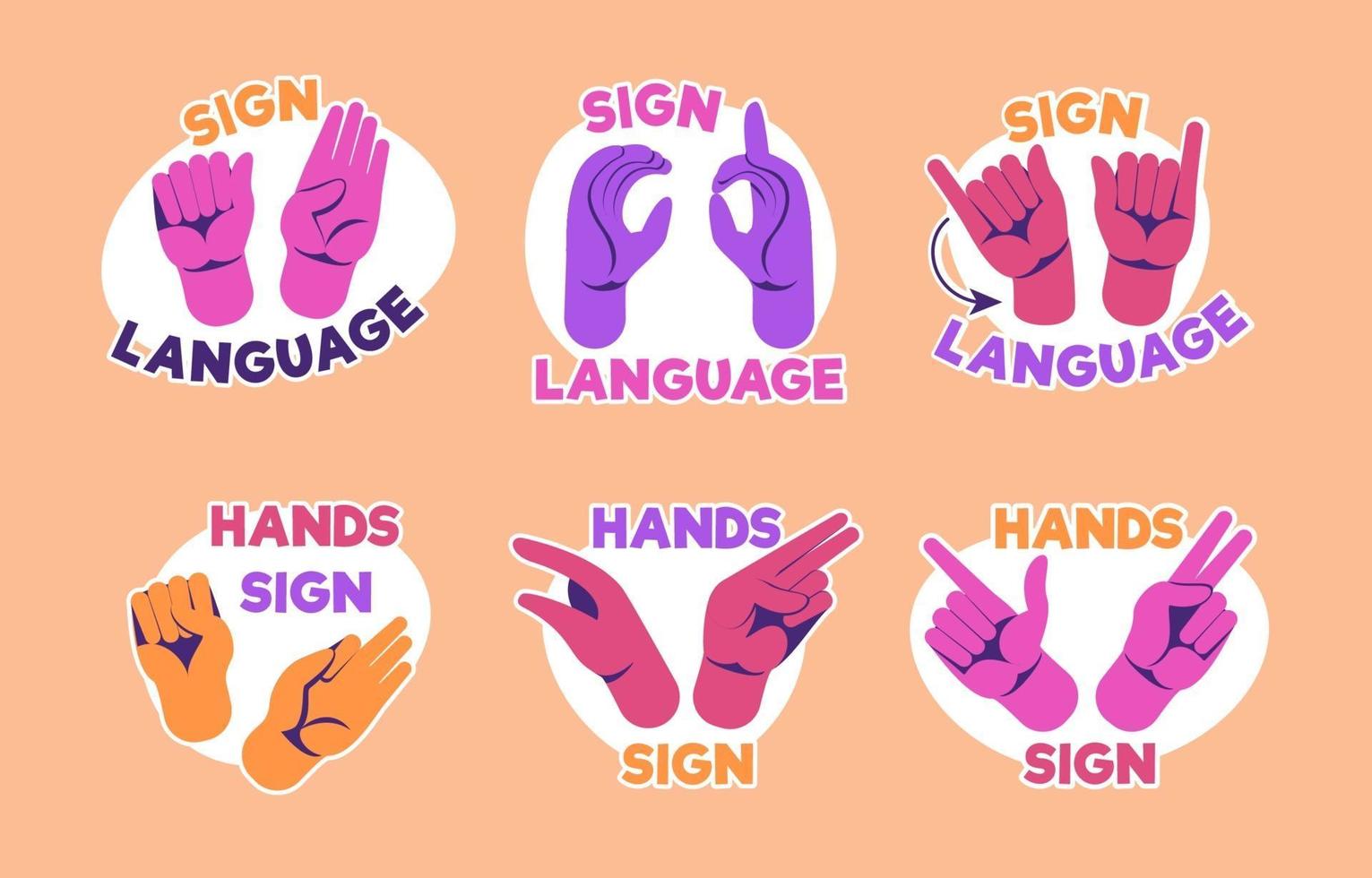 Sign Language Sticker Set vector