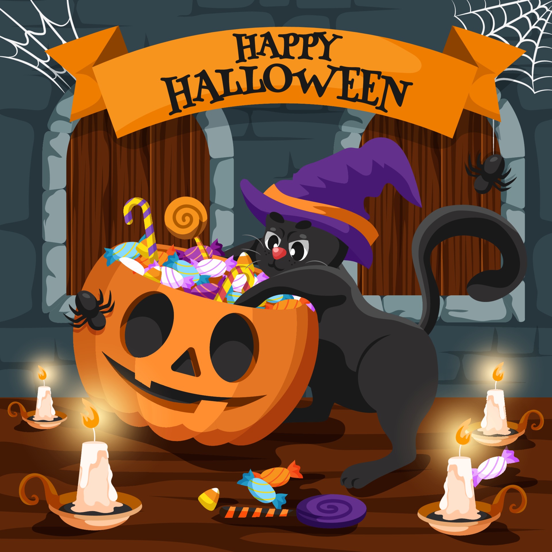 Halloween Cat Vector Art Icons And Graphics For Free Download