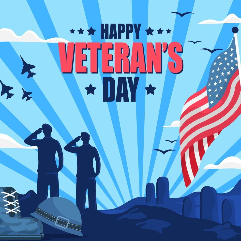 Veteran Silhouette with Flag of the United States vector