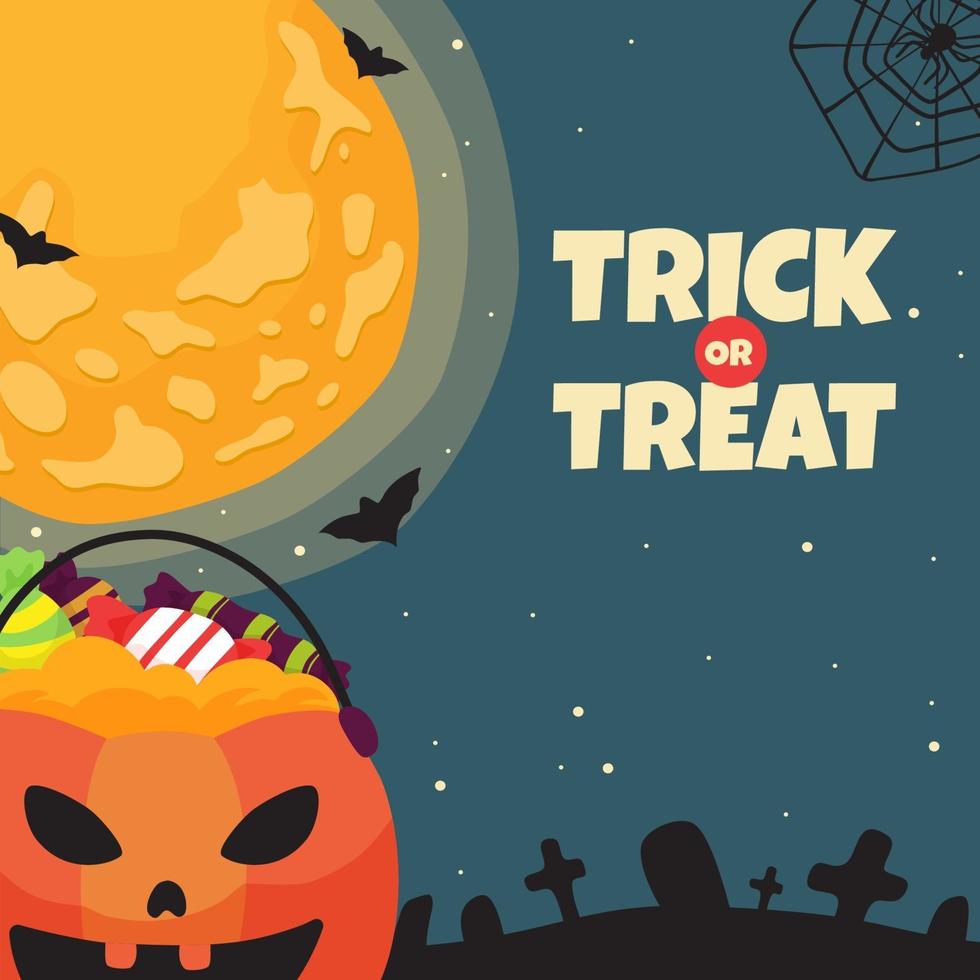 Trick or Treat with Pumpkin and Candies vector