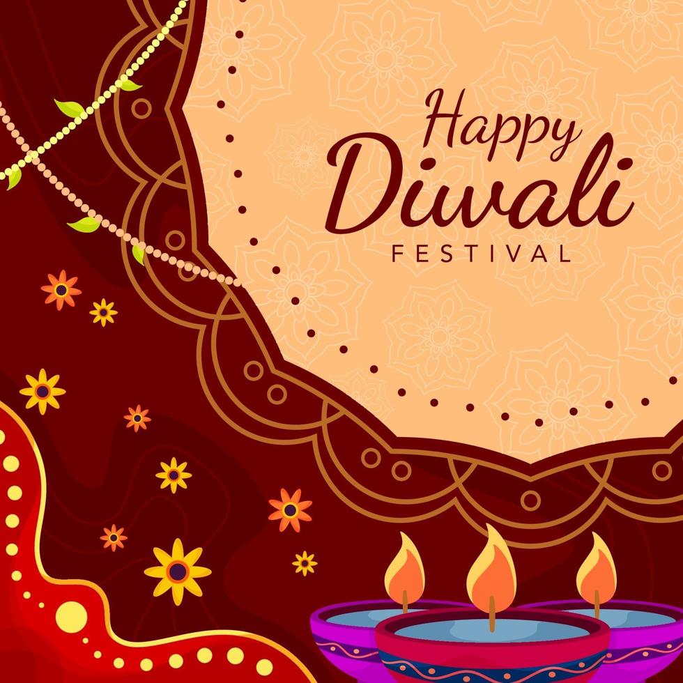 Diwali Festival with Decorative Flower Pattern vector