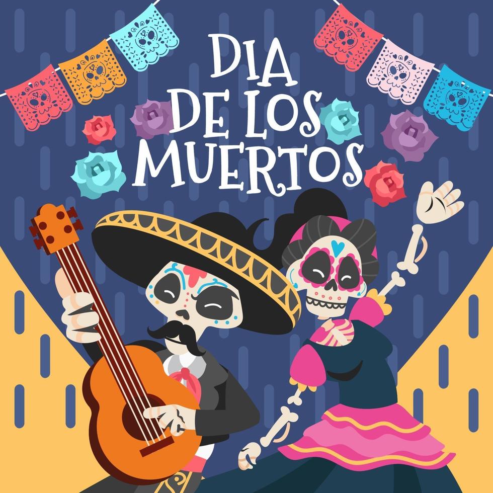 dia de los muertos celebración de pareja vector