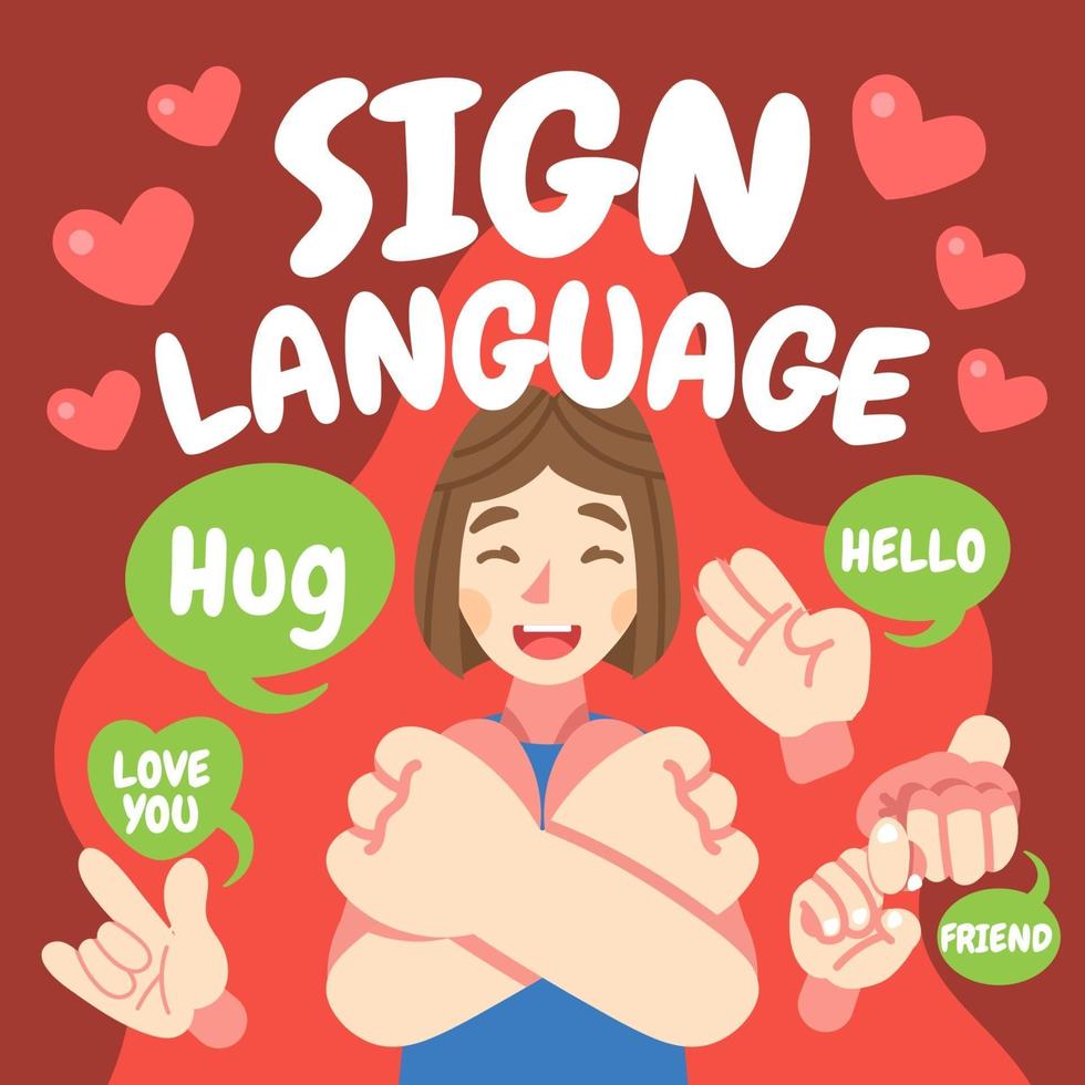 comunicación con lenguaje de señas vector