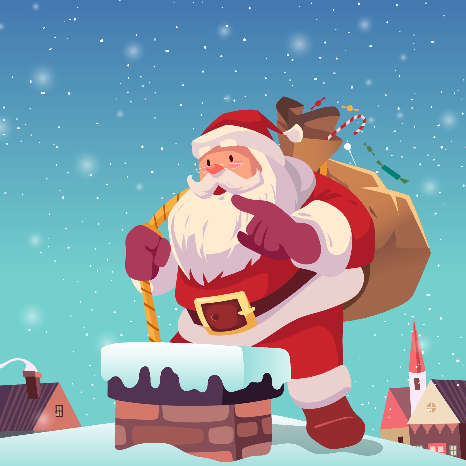 Santa Claus Trying Come into the Chimney 3376923 Vector Art at Vecteezy