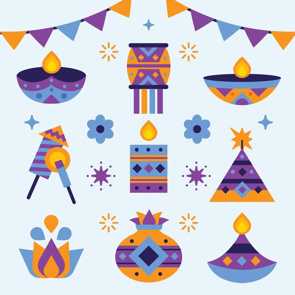 colección de iconos de diwali vector